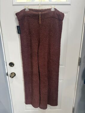 Skims Plush Sherpa Wide-Leg Lounge Pants - Rich Chocolate